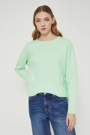 Sweter damski gładki zielony