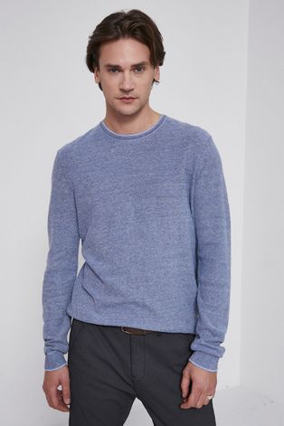 Sweter bawełniany męski niebieski