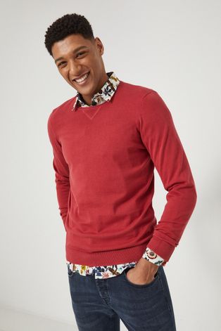 Sweter bawełniany męski różowy