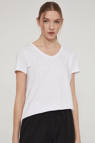 T-shirt bawełniany damski biały