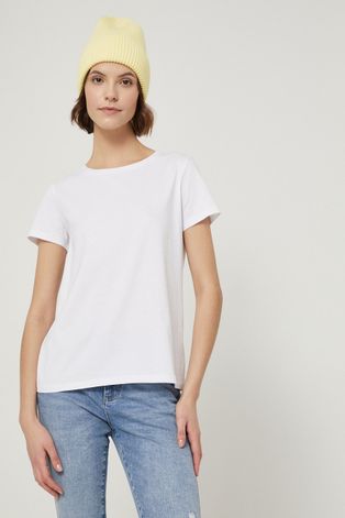 T-shirt bawełniany damski gładki biały