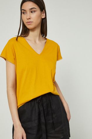 T-shirt bawełniany damski pomarańczowy