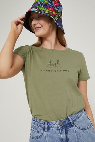 T-shirt damski z nadrukiem zielony