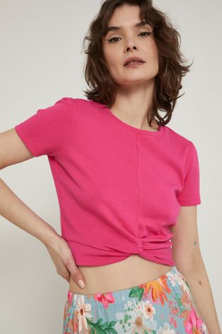 T-shirt damski gładki różowy