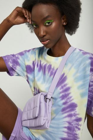 T-shirt bawełniany damski wzorzysty multicolor