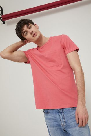 T-shirt bawełniany męski gładki różowy