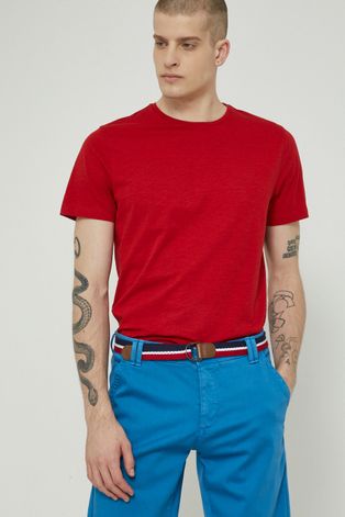 T-shirt bawełniany męski gładki czerwony