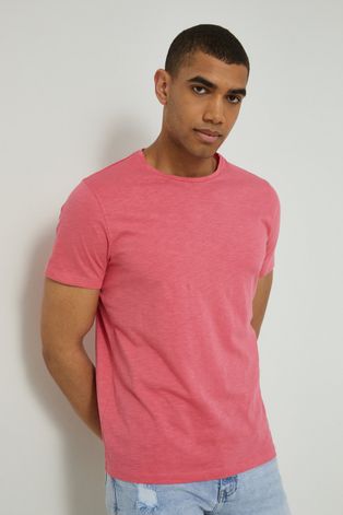 T-shirt bawełniany męski gładki różowy