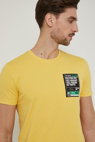 T-shirt męski z nadrukiem żółty