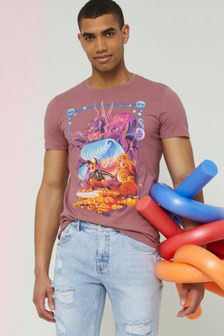 T-shirt bawełniany męski by Alex Pogrebniak różowy