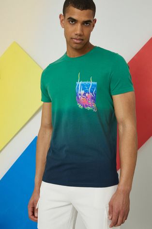 T-shirt bawełniany męski by Alex Pogrebniak zielony