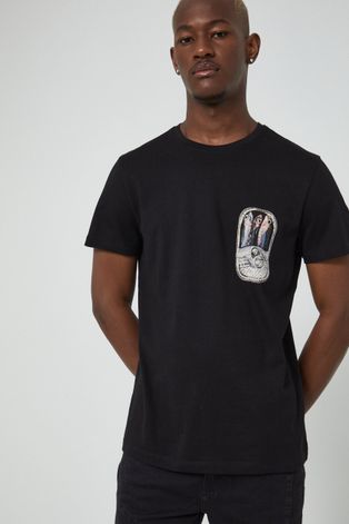T-shirt bawełniany męski Projekt: Wakacje czarny