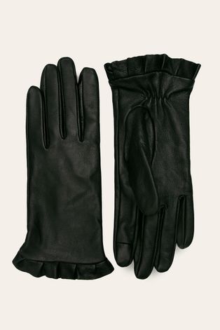 Rękawiczki damskie skórzane touch screen czarne