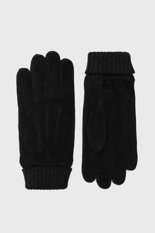 Rękawiczki męskie ze skóry zamszowej czarne