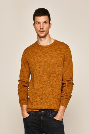 Sweter męski z fakturą żółty