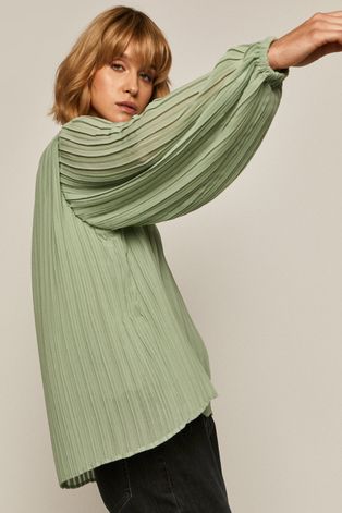 Bluzka damska plisowana zielona