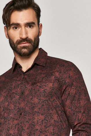 Koszula męska slim wzorzysta bordowa