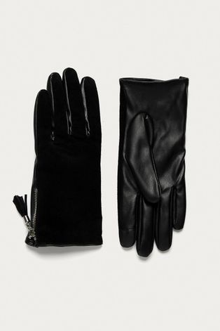Rękawiczki damskie zamszowe z chwostem czarne