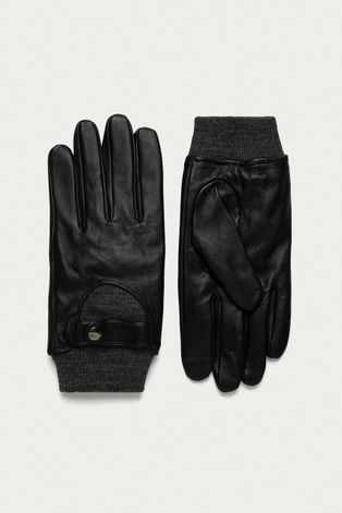 Rękawiczki skórzane męskie touch screen czarne