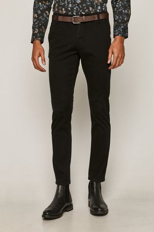 Spodnie męskie slim z paskiem czarne