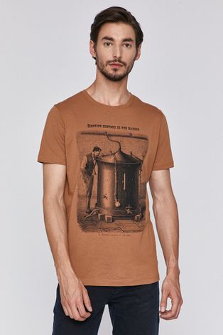 T-shirt męski z bawełny organicznej brązowy