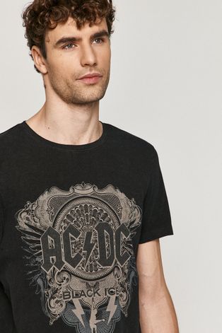 T-shirt męski z nadrukiem AC/DC czarny
