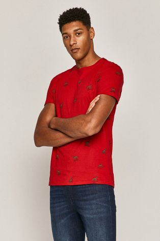 T-shirt męski Xmass z bawełny organicznej czerwony