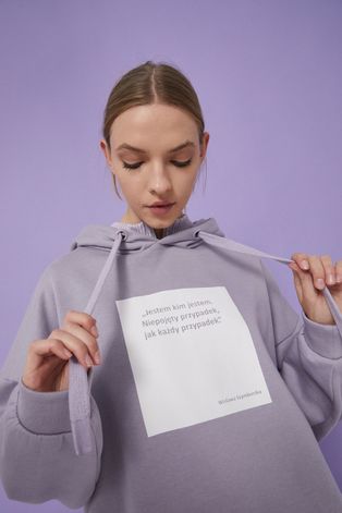 Bluza bawełniana fioletowa damska z kolekcji Możliwości - Fundacja Wisławy Szymborskiej