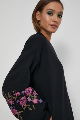 Bluza bawełniana damska z nadrukiem czarna