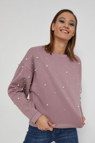 Bluza damska z aplikacjami różowa