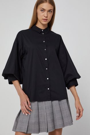 Koszula z gładkiej tkaniny damska czarna