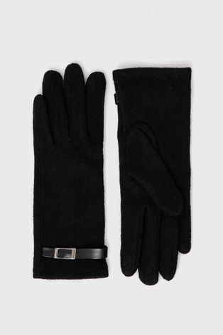 Rękawiczki z wełnianej dzianiny damskie czarne