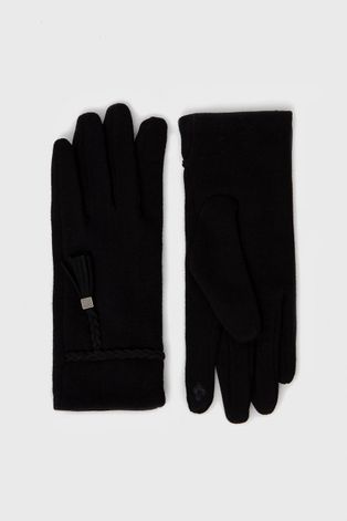 Rękawiczki z gładkiej dzianiny damskie czarne