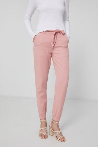Spodnie damskie z lyocellu różowe