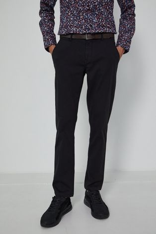 Spodnie męskie chino z paskiem czarne