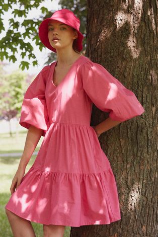 Sukienka damska z bawełny z recyklingu różowa