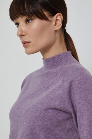 Sweter damski z krótkim rękawem fioletowy