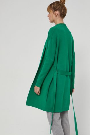 Sweter damski z gładkiej dzianiny zielony