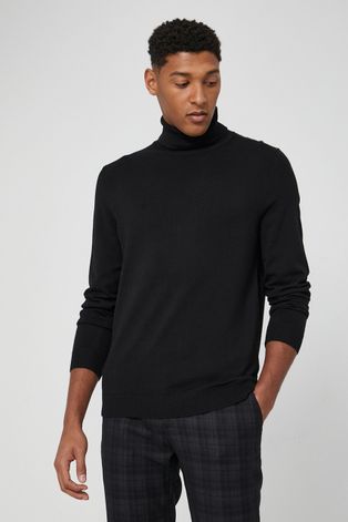 Sweter z golfem męski czarny