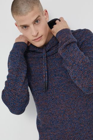 Sweter z bawełny organicznej męski granatowy