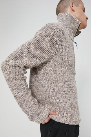 Sweter męski z wzorzystej dzianiny beżowy