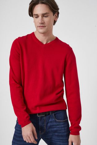 Sweter bawełniany męski gładki czerwony