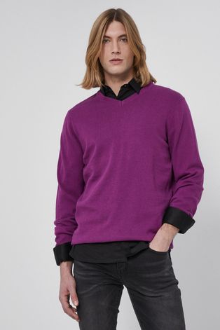 Sweter bawełniany męski gładki różowy