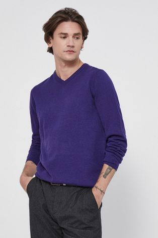 Sweter bawełniany męski gładki fioletowy