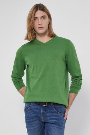 Sweter bawełniany męski gładki zielony