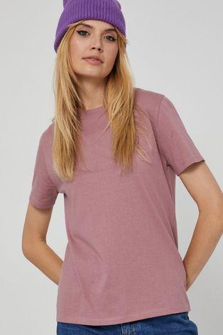 T-shirt z bawełny organicznej damski różowy