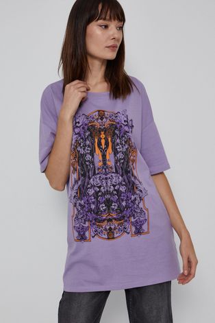 T-shirt damski z bawełny organicznej fioletowy