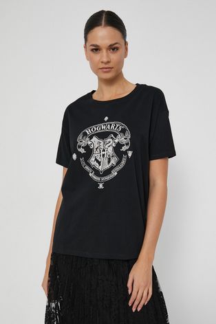 T-shirt bawełniany z kolekcji Harrego Pottera czarny