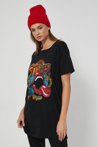 T-shirt bawełniany z nadrukiem The Rolling Stones czarny