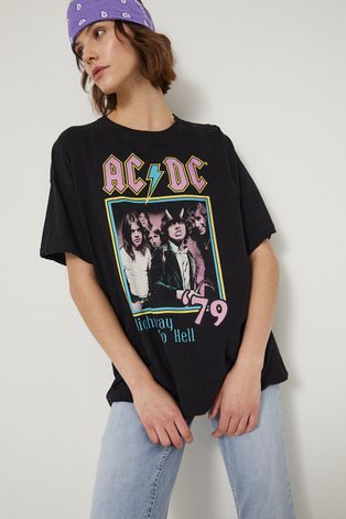 T-shirt bawełniany ACDC damski czarny